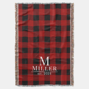 Couverture Monogramme Rustique rouge et noir de Buffalo Check