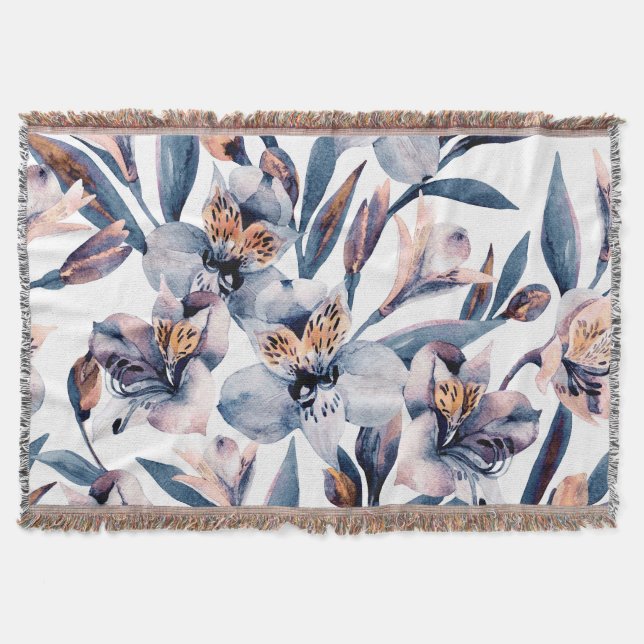 Couverture Moody Alstroemeria : Motif des fleurs d'aquarelle (Devant)