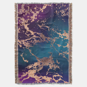 Couverture Moody Marble Deep Luxe Purple Turquoise Rose Gol