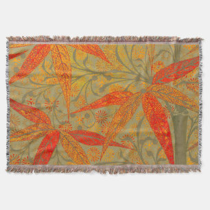 Couverture Morris & Co. motif Bamboo Godwin orange et sauge
