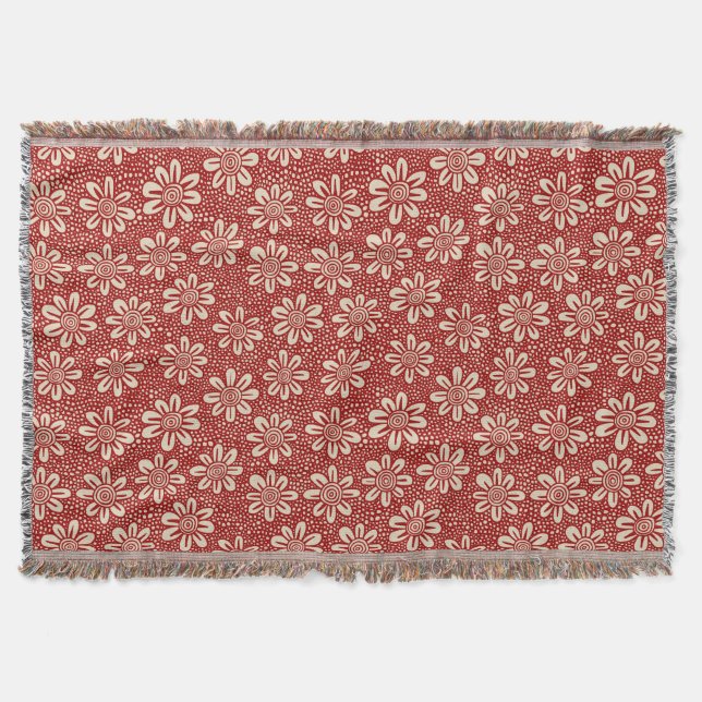 Couverture Motif 140617 - Rouge rubis sur beige (Devant)