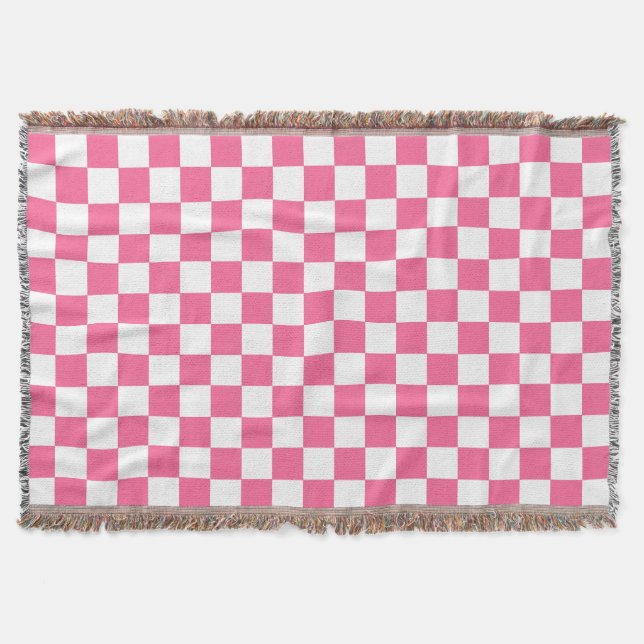 Couverture Motif À damiers chèque rose blanc (Devant)