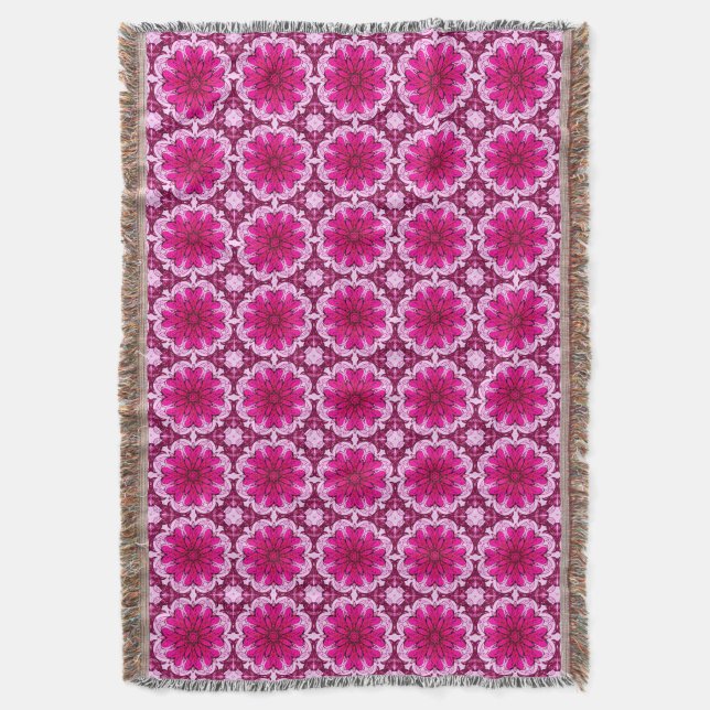 Couverture Motif à fleurs géométriques en Bourgogne & Magenta (devant Vertical)