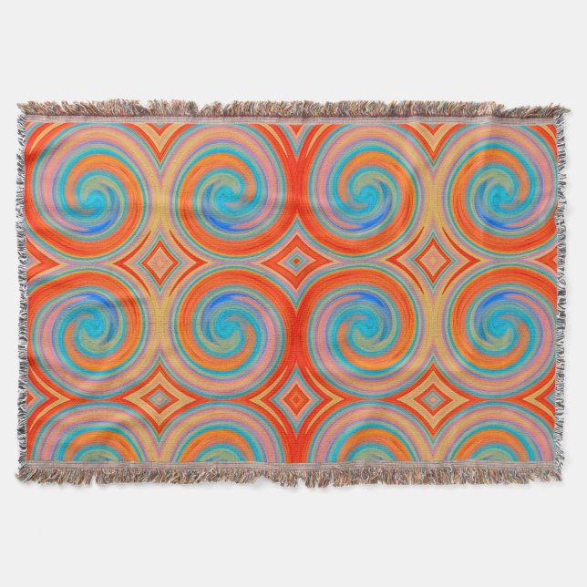 Couverture Motif Abstrait Orange Blue (Devant)