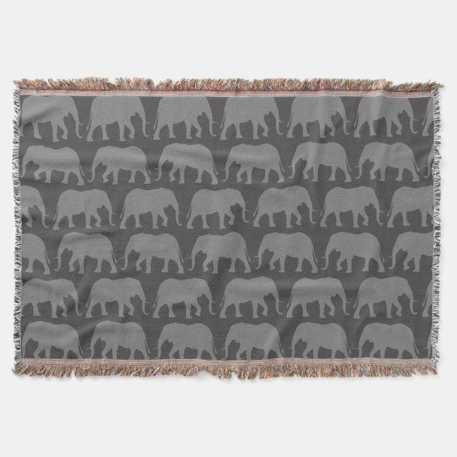 Couverture Motif africain des silhouettes d'éléphants | Faune (Devant)