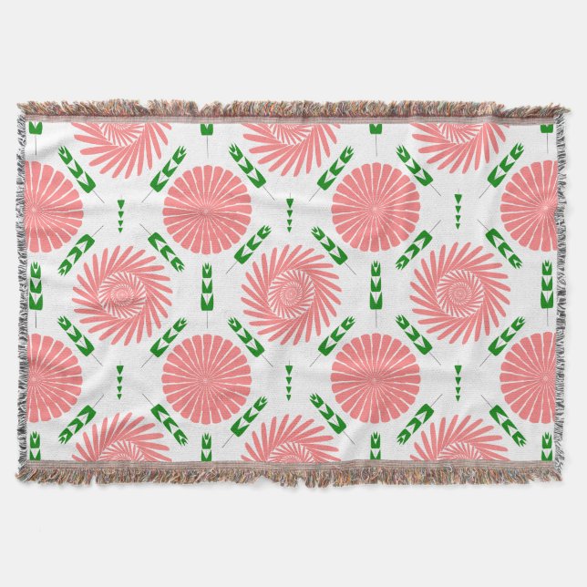 Couverture motif aux fleurs roses (Devant)