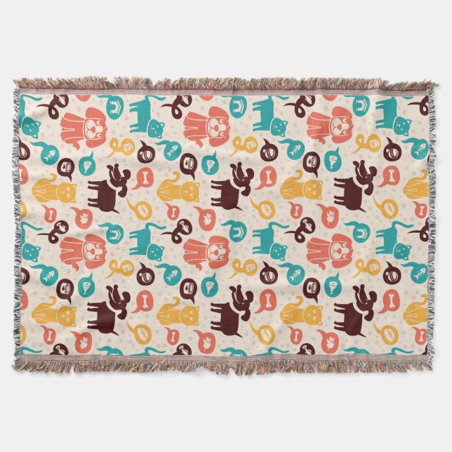Couverture Motif Avec Chats Et Chiens Amusants (Devant)