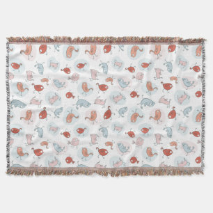 Couverture motif avec des oiseaux de bande dessinée