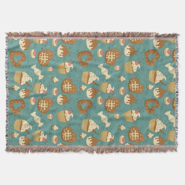 Couverture Motif avec des petits gâteaux et des sucreries (Devant)