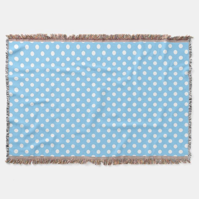 Couverture motif bleu avec pois blanc (Devant)