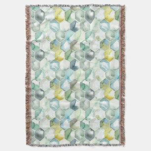 Couverture Motif bleu et vert de Honycomb d'aquarelle