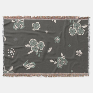 Couverture Motif botanique floral vintage lunatique en sauge