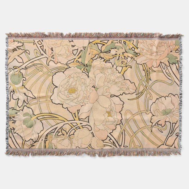 Couverture Motif Classique Art Nouveau de Jardin de Pivoines  (Devant)