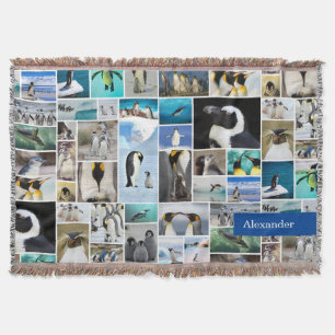Couverture Motif Collage photo de mignonne Penguin avec préno