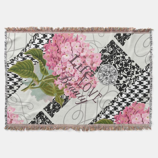 Couverture Motif Damas Décor Floral Joli (Devant)