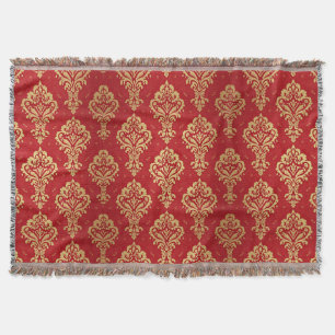 Couverture Motif damassé royal rouge et or élégant vintage