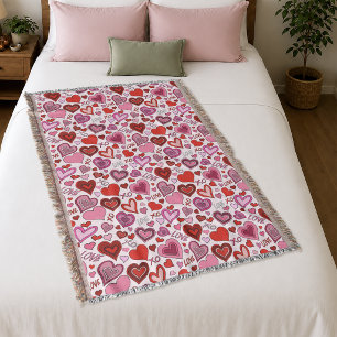 Couverture Motif d'amour de cœurs roses rouges mignons Blush