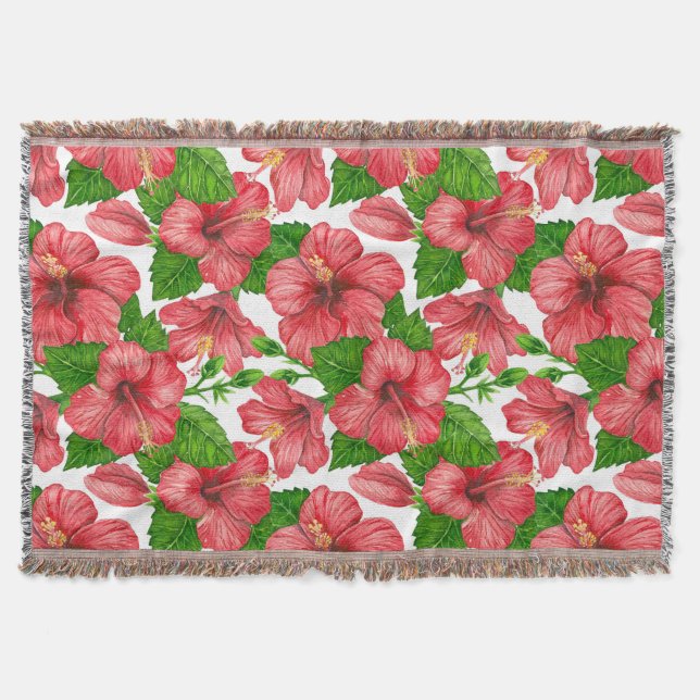 Couverture Motif d'aquarelle d'hibiscus rouge (Devant)
