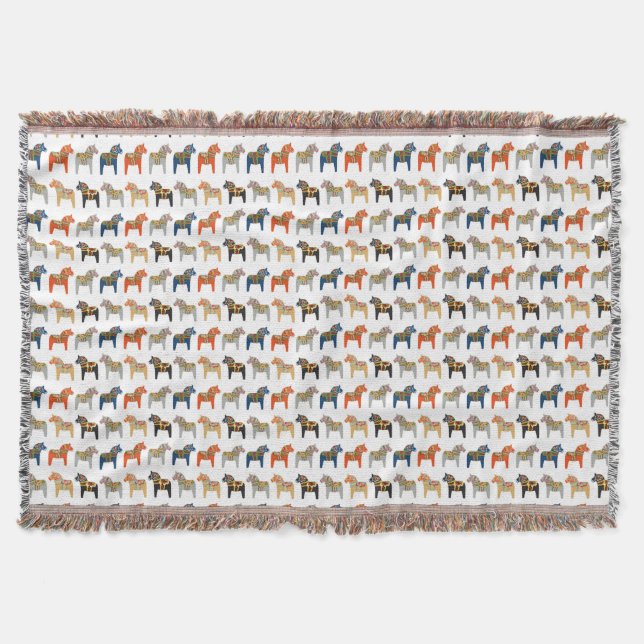 Couverture Motif d'art populaire suédois Dala Horse (Devant)