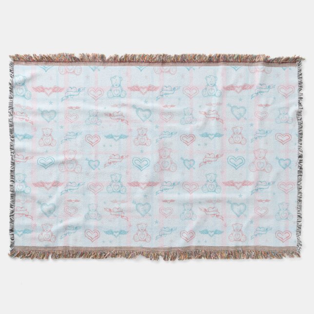 Couverture motif de bébé avec l'ours de nounours (Devant)