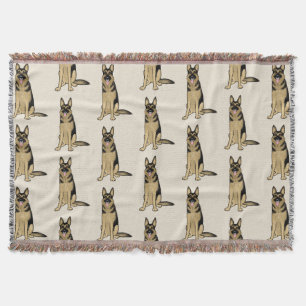 Couverture Motif de berger allemand noir et tan