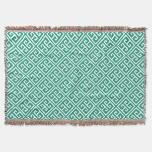 Couverture Motif de clé grecque Emerald Green