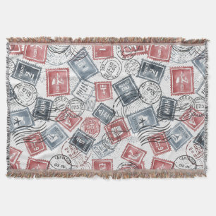 Couverture Motif de collage de timbres-poste vintage (1)