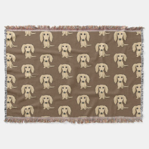 Couverture Motif de Dachshunds de crème à pois longs   Doxies