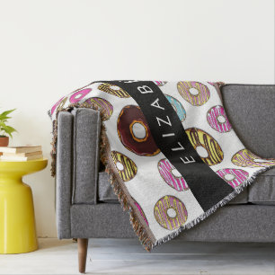 Couverture Motif De Donuts, De Donuts Colorés, Votre Nom