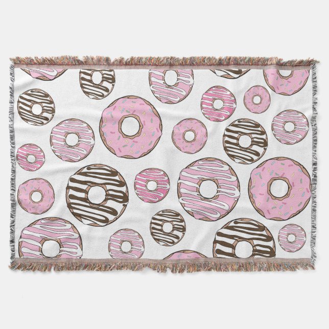 Couverture Motif De Donuts, Donuts Roses, Donuts Blancs (Devant)