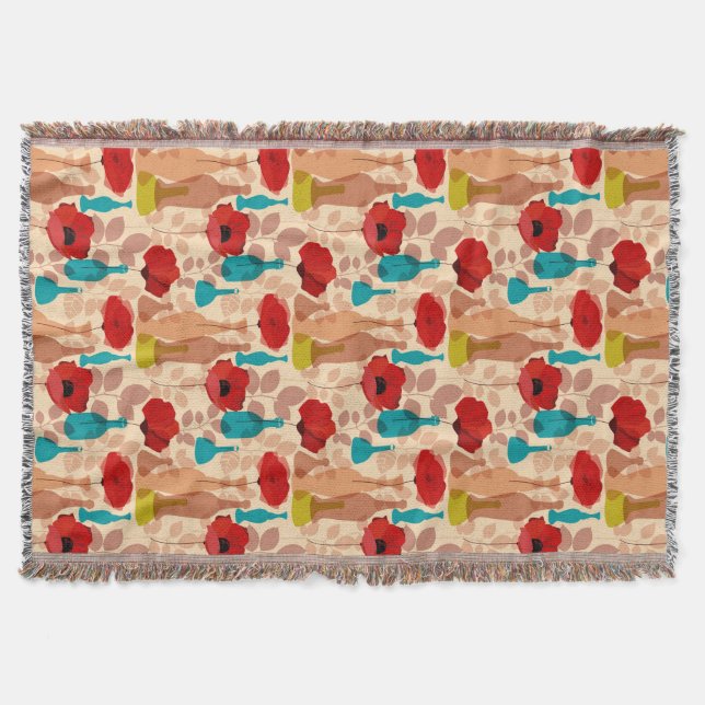Couverture Motif de fleurs, de vases et de bouteilles (Devant)