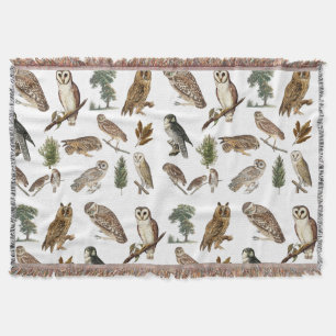 Couverture Motif de forêt de l'aquarelle de la Chouette vinta