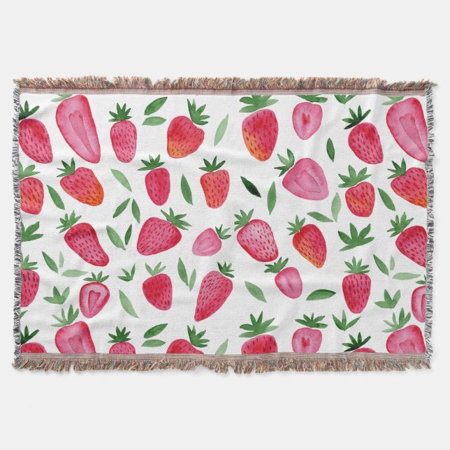 Couverture Motif de fraises d'aquarelle mignonne (Devant)