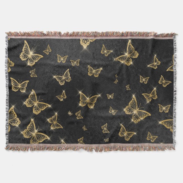 Couverture Motif de glam or et papillons noirs (Devant)