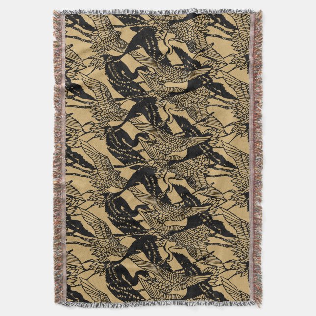 Couverture Motif de grue japonais vintage (devant Vertical)