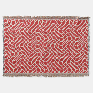 Couverture Motif De Ligne Abstraite Rouge Et Crème