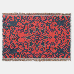 Couverture Motif de médaillon persan orné rouge bleu de luxe