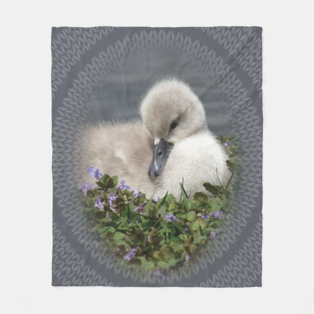 Couverture Motif de noeud de câble et de cygne (Devant)