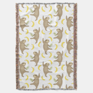 Couverture Motif de paresses et de bananes