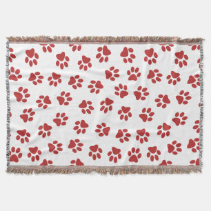 Couverture Motif de pattes, pattes de chien, pattes rouges