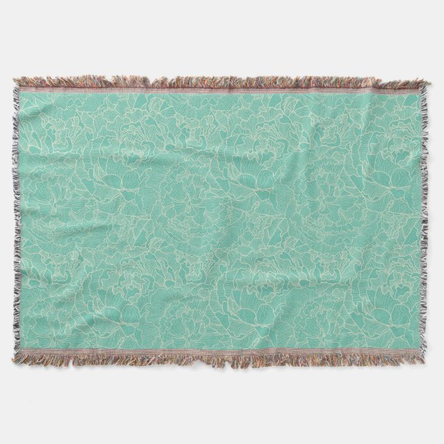 Couverture Motif de pivoine de turquoise (Devant)