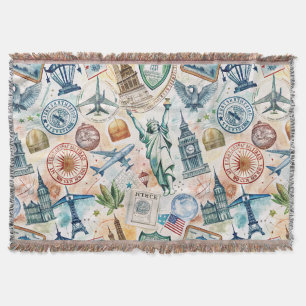 Couverture Motif de tampon de voyage du monde vintage (6)