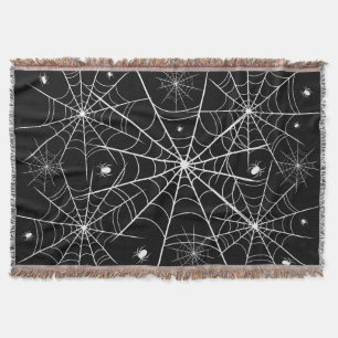 Couverture Motif de toile d'araignée noir et blanc gothique e