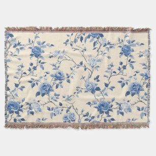 Couverture Motif de toile florale vintage bleu (6)