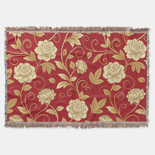 Couverture Motif de vigne florale cramoisie élégant