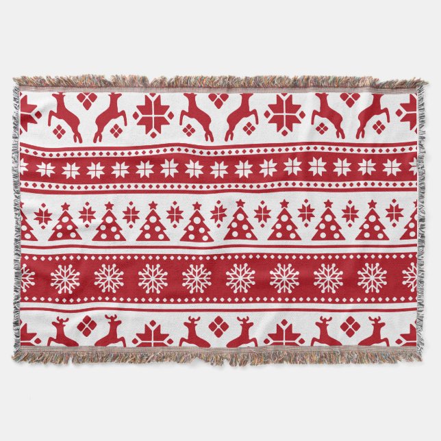 Couverture Motif des cerfs et des arbres rouges et blancs de  (Devant)