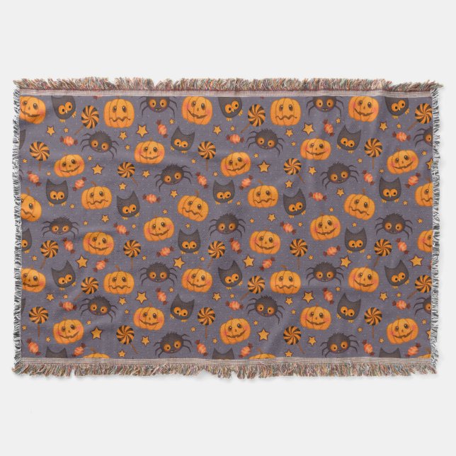 Couverture Motif d'Halloween mignon Arrière - plan pourpre (Devant)