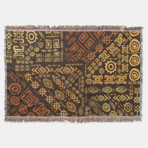 Couverture Motif d'origine africaine- marron et or #10