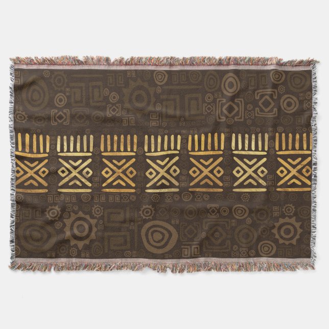 Couverture Motif d'origine africaine- marron et or #2 (Devant)