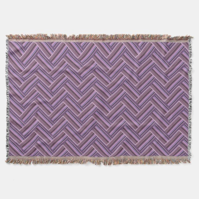Couverture Motif double tissage Mauve stripes (Devant)